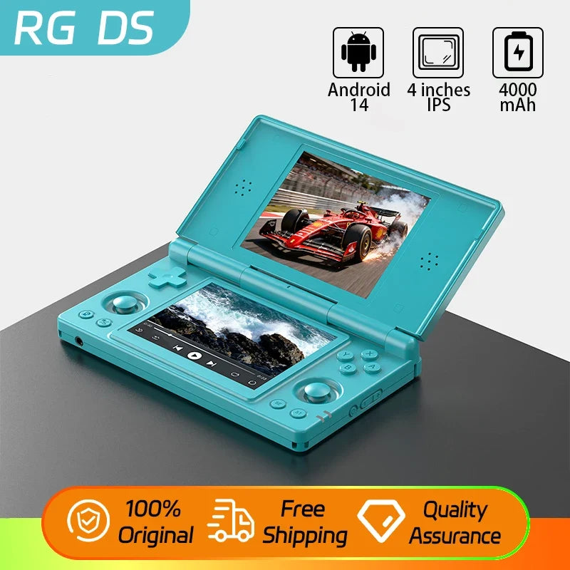 New Anbernic RG DS Handheld Game Console RGDS 4" IPS Dual Screen Android 4000mAh Flip Video Games Player
