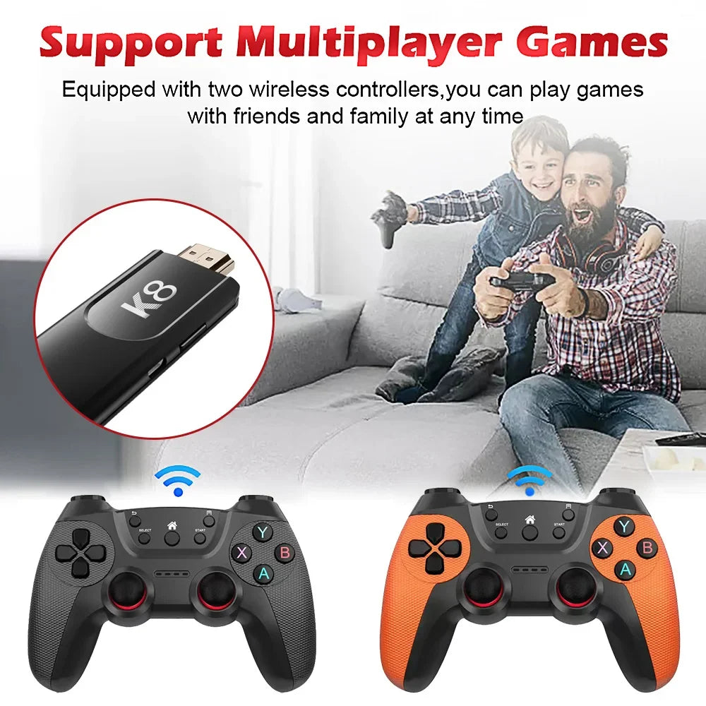 Velec K8 Max Game Stick Retro Video Game Console 64G 40000+ Games Dual Wireless 2.4G Controller Console for Kids Christmas Gift