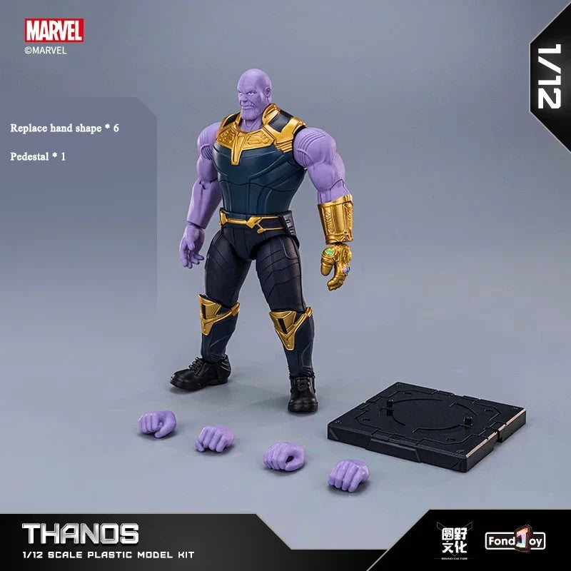 6 Style Marvel Anime Character Iron Man Spider Man Thor Captain America Hulk Thanos Figurine 1/12 Scale Assembled Model Kids Toy