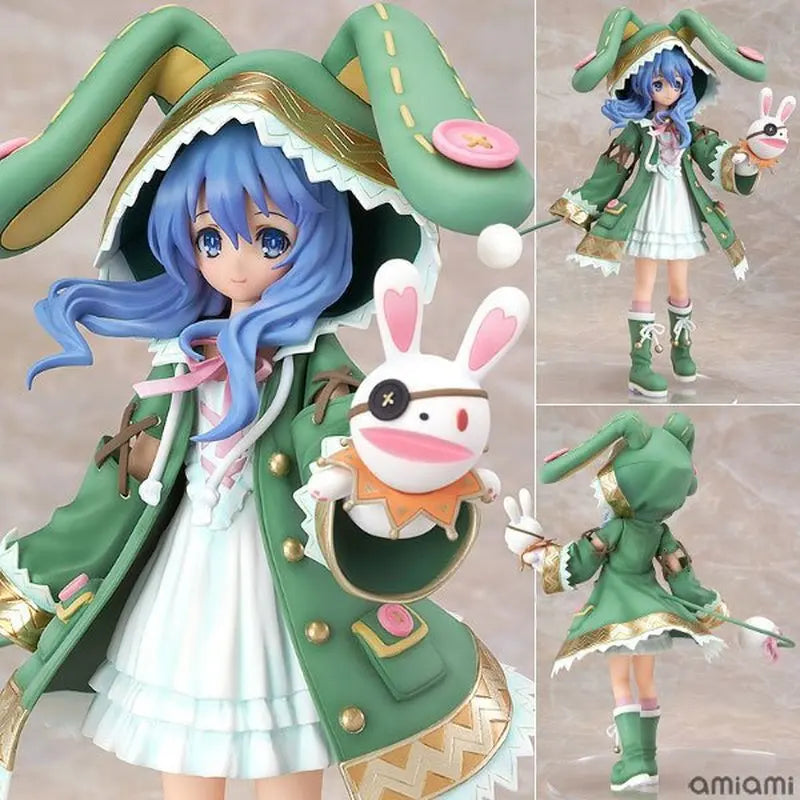 18cm Date A Live - PLUM Yoshino "Hermit" Ver. Standing Figure with Rabbit-Eared Green Hood, Anime Collectible Model