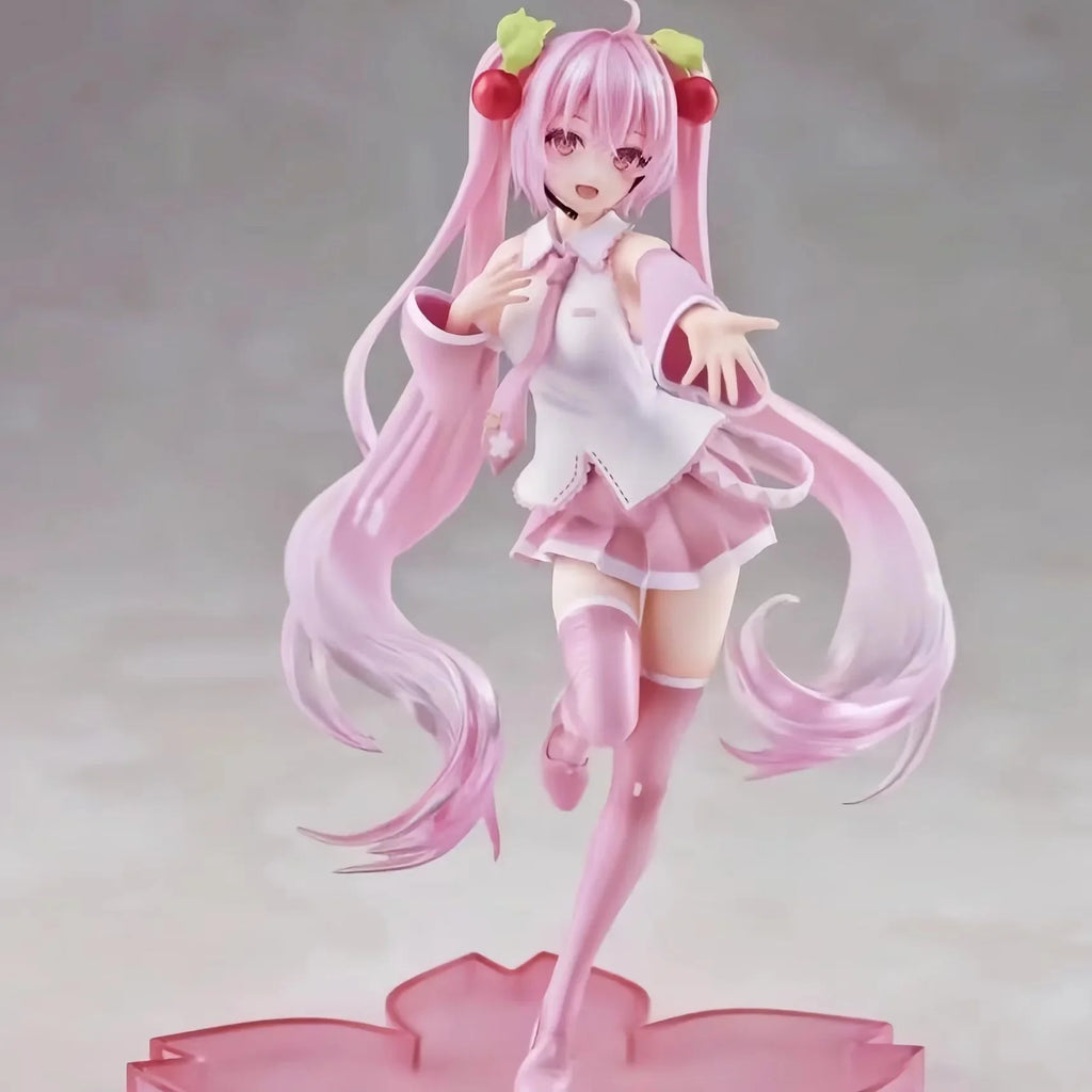 21CM 2024 Anime Virtual singer Hatsune Miku pink sakura Fairy Tale Wonderland Kawaii Figure PVC Model Toys Doll Gifts