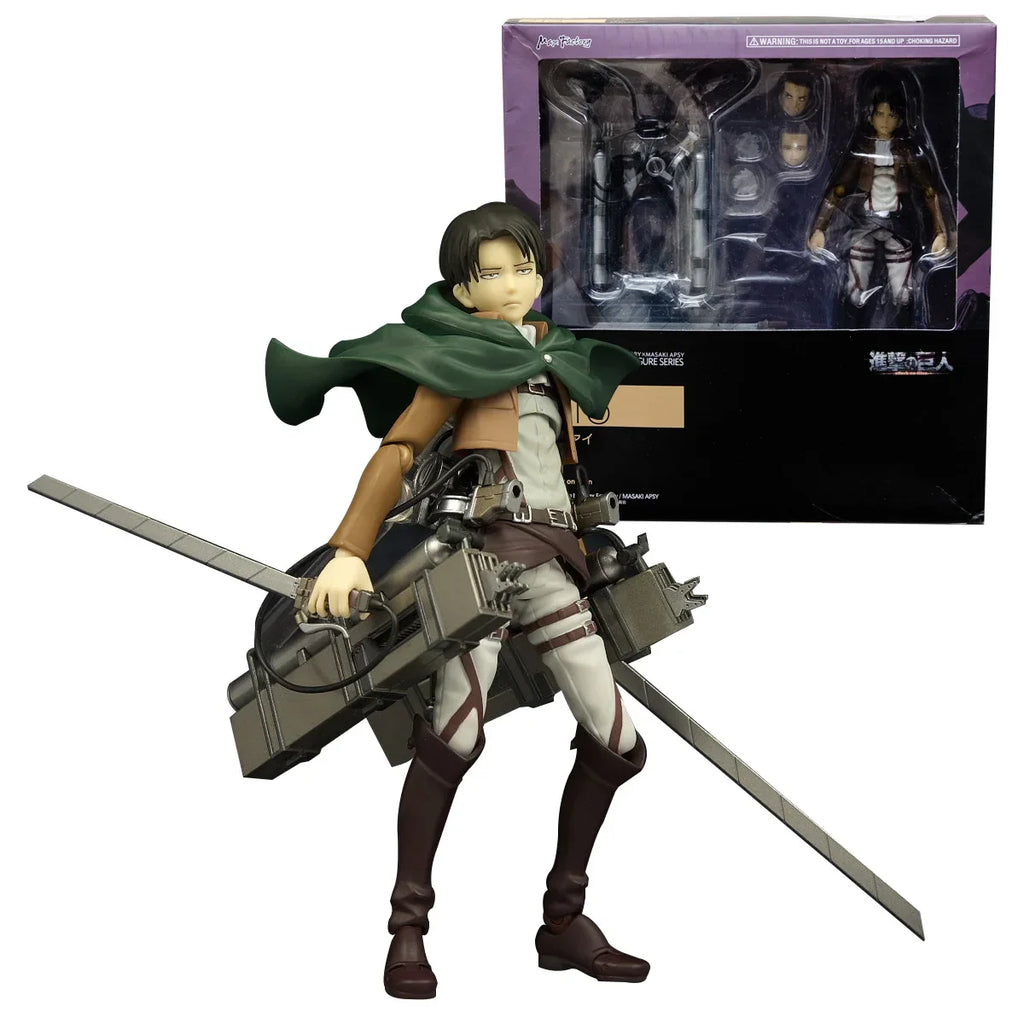 Anime Figure Attack On Titan Levi Ackerman Standing Holding Sword Detachable Model Toy PVC Collection Desktop Ornaments 14CM