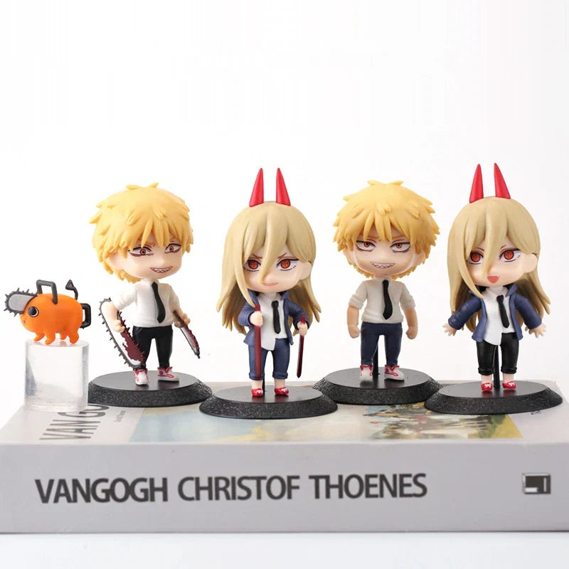 6pcs/set Anime Chainsaw Man Action Figurines Q Version Denji Power Figure PVC Model Doll Collection Children Toys Christmas Gift