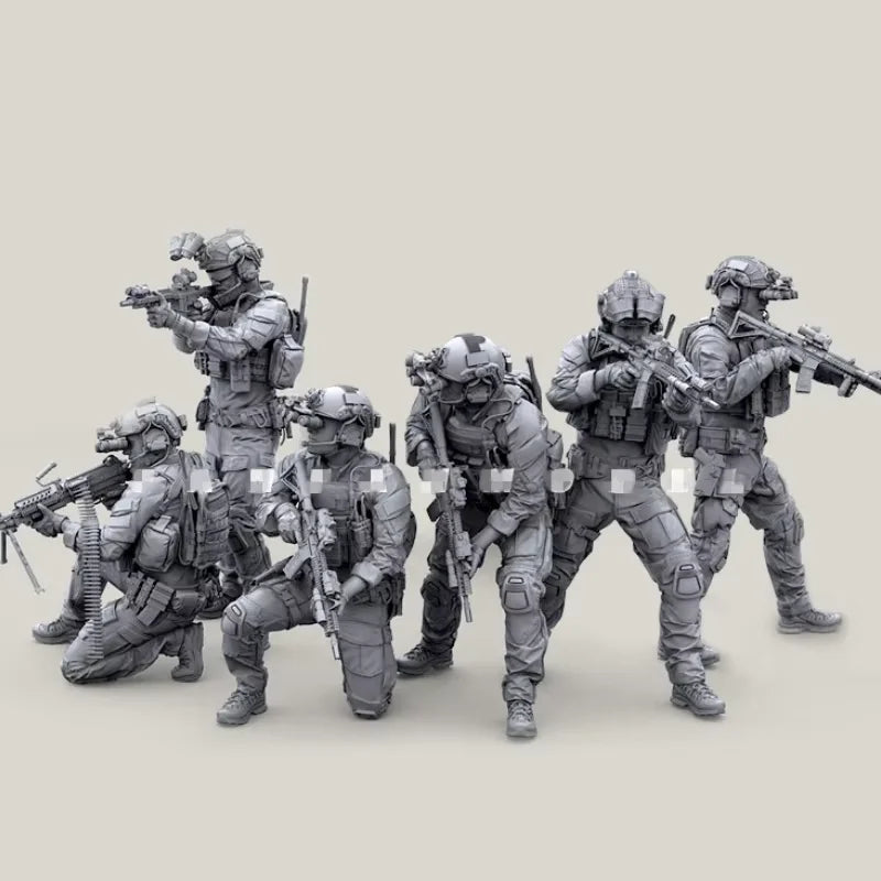 1/35 Resin Figure Unpainted Model Kit, military theme, (6 people) Unassembled and unpainted GK,