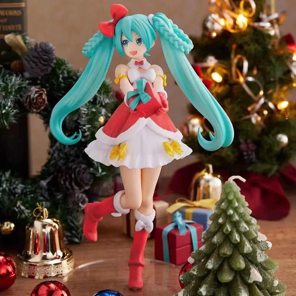 2024 New 22CM Anime Hatsune Miku Christmas attire Kawaii Figure PVC high quality Model Toys Doll Ornaments Christmas Kids Gifts