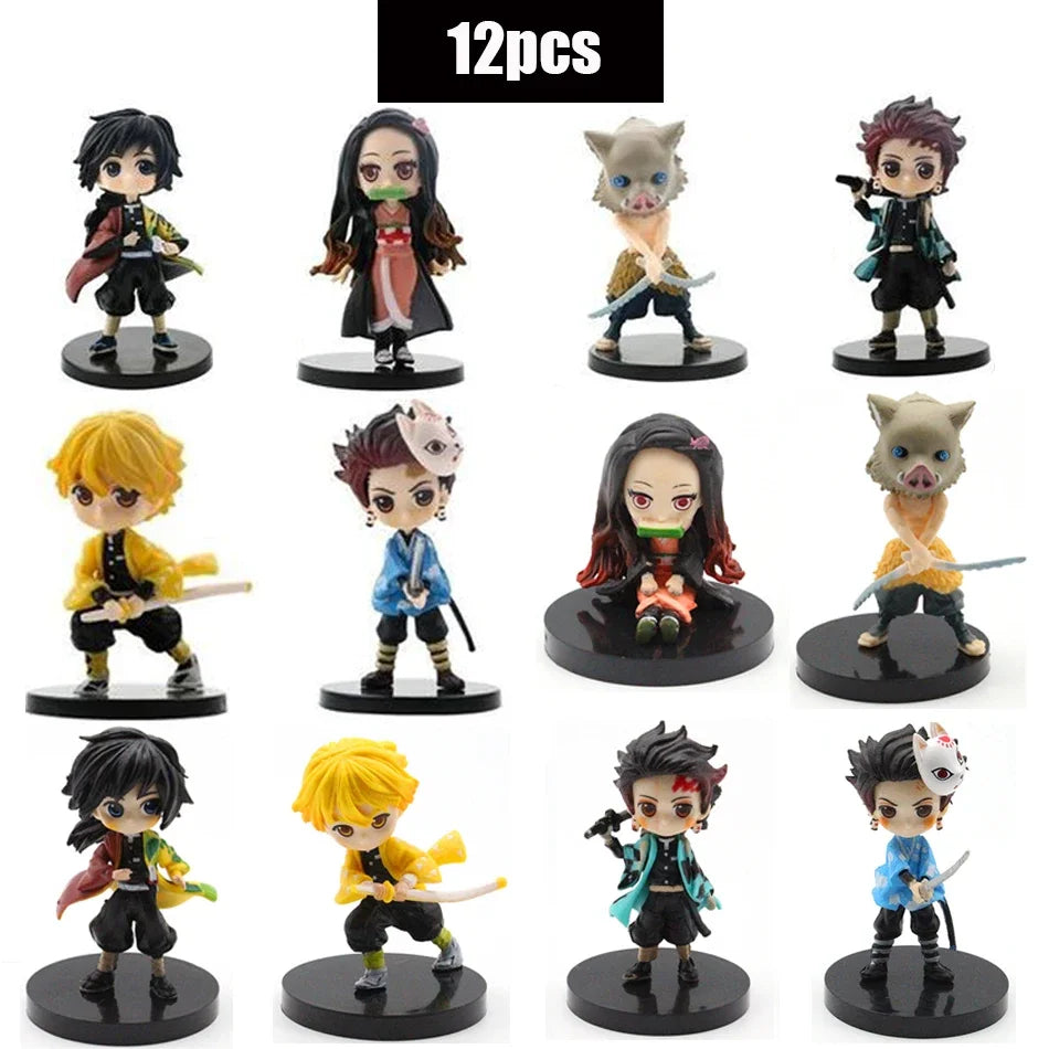 Hot sale Q Posket Figure Wholesale Demon Slayer Mini Figurine 6pcs/12pcs/Sets Kimetsu No Yaiba Small Dolls Desktop Decoration