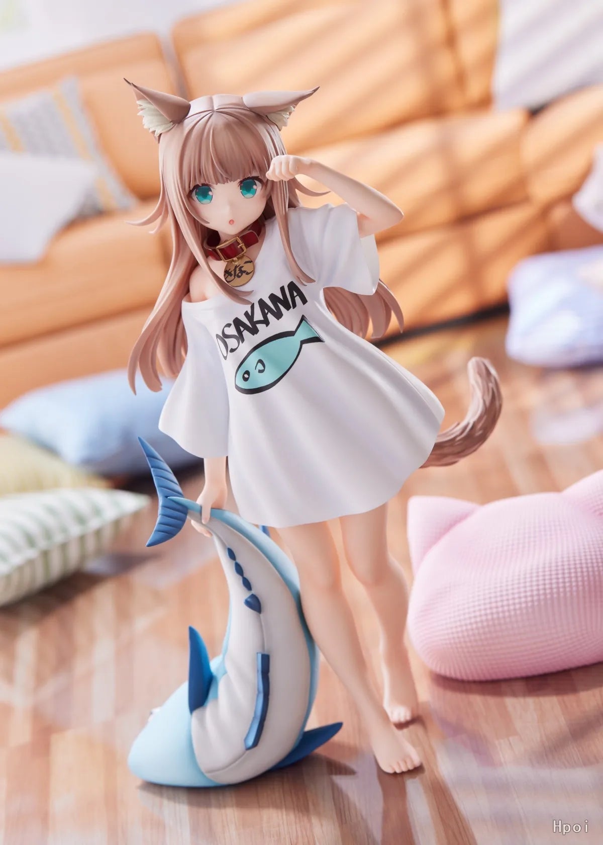 19CM Anime Figure My Cat Is A Cute Girl Soy Flour White Shirt Standing Good Morning Model PVC Gift Collection Action Toy