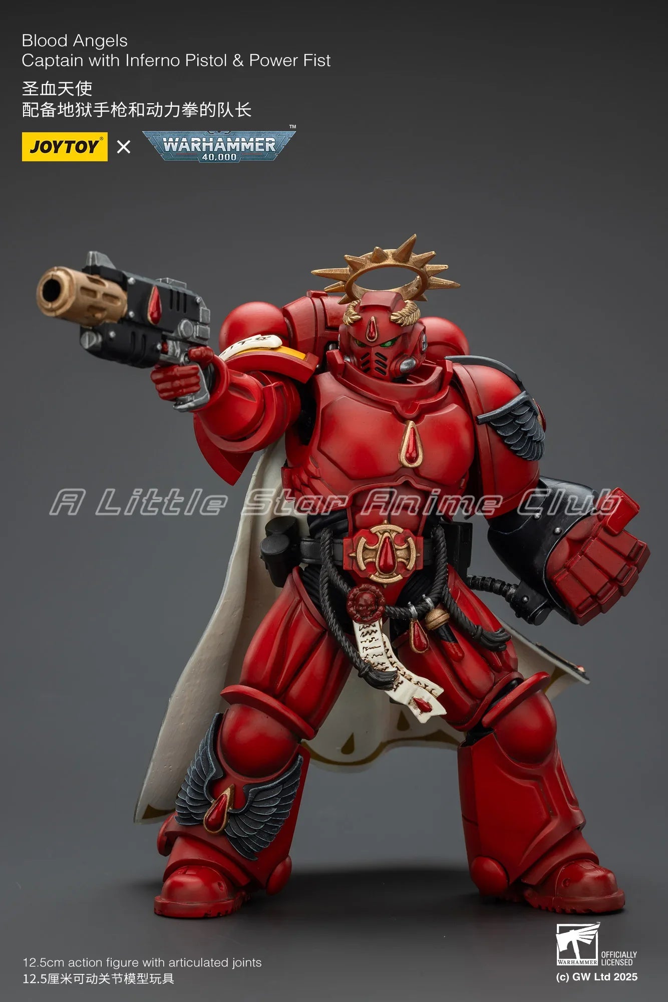 1/18 Action Figure JOYTOY Warhammer 40000 Blood Angels Captain with Inferno Pistol & Power Fist