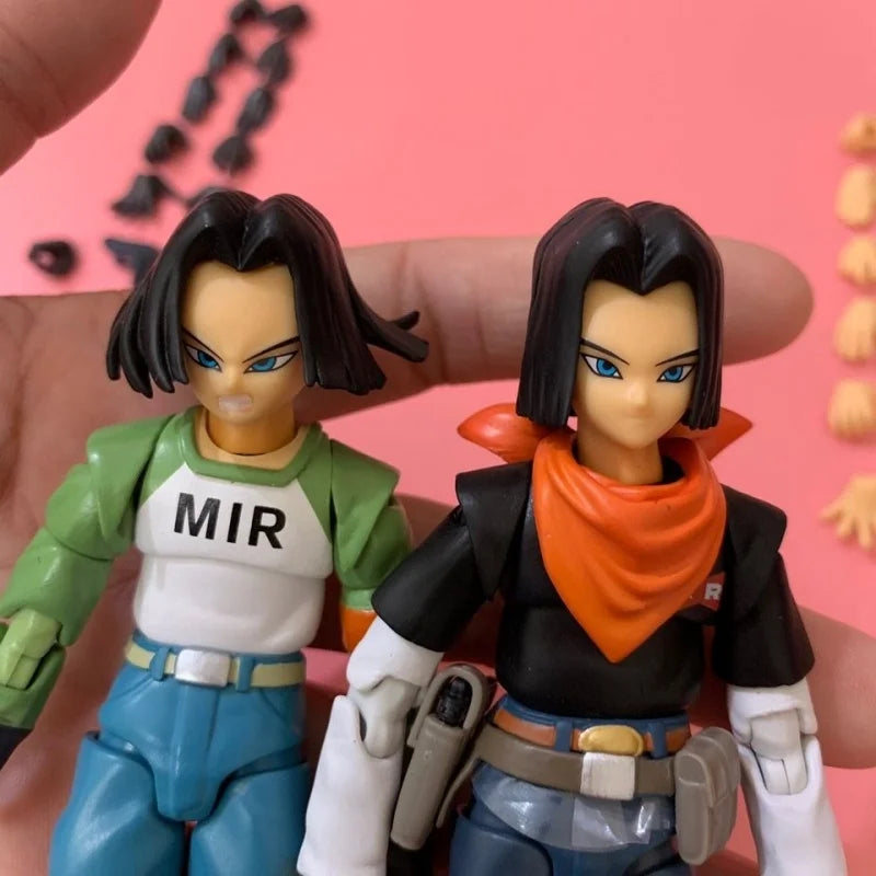 2pcs/Set Dragon Ball Super Poseable Dolls Shf Android 18 And 17 Twin Pack Model Bulk Cargo Ko Model No Box Collectibles Toys