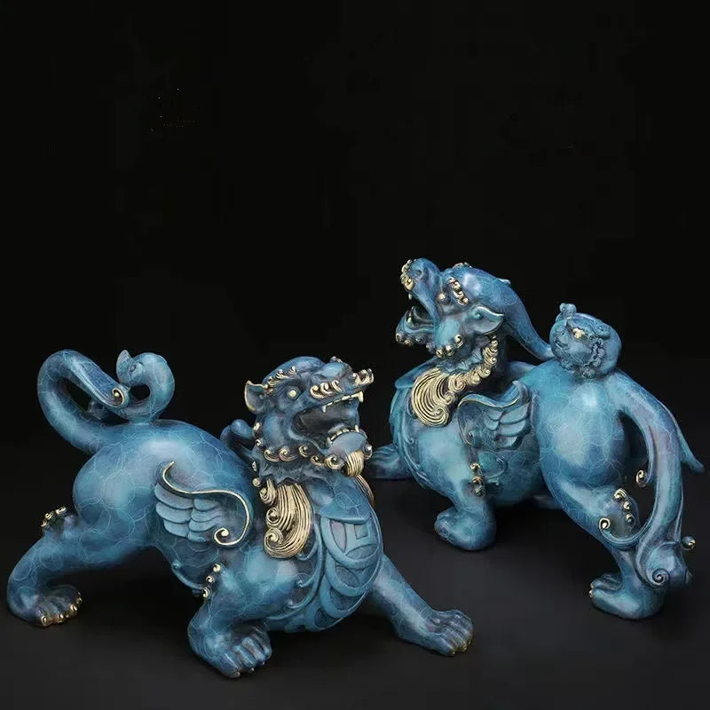 High Quality Copper Mythical Animal Pi Xiu Mascot Sculpture Ornaments Home Decor