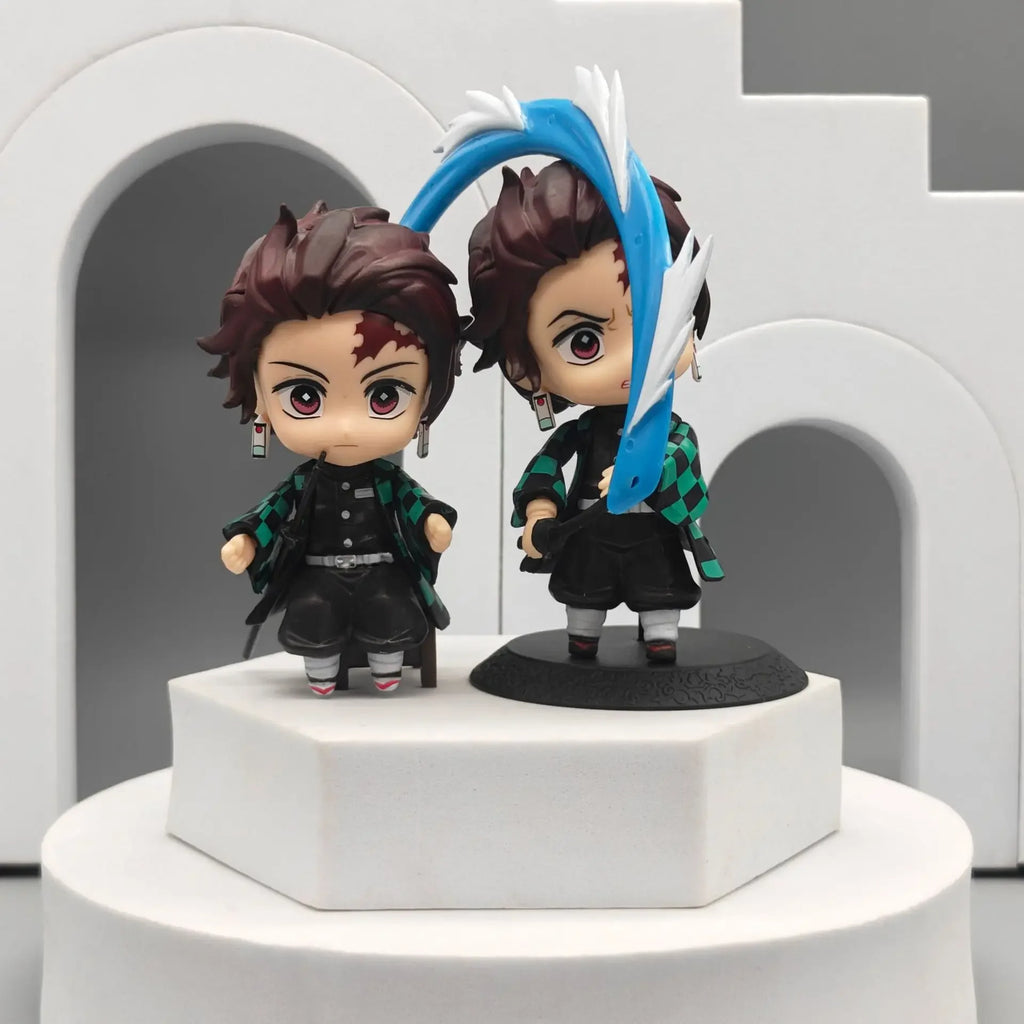 Demon Slayer Sitting Ghost Doll 10pcs Set Q Version Tanjiro Nidouzi Inosuke Zenizu Figure Action Figure Movie Model kid Toy Gift