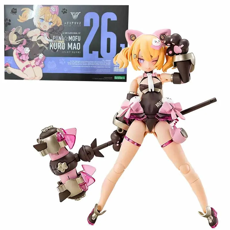 High quality Kotobukiya Original MEGAMI DEVICE PUNI MOFU KURO MAO Anime Action Figure Assembly Model Toys Collectible Model