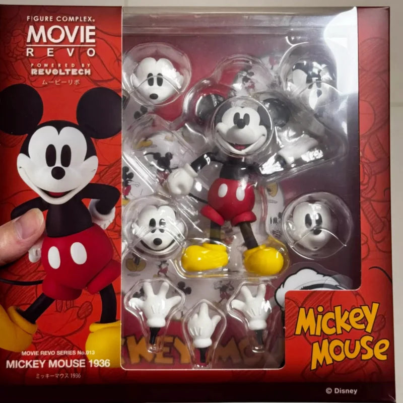 In Stock Original Disney 1936 Mickey Mouse Kaiyodo Revoltech Colorful Mickey Action Figures Anime Ornaments Collection Gifts Toy