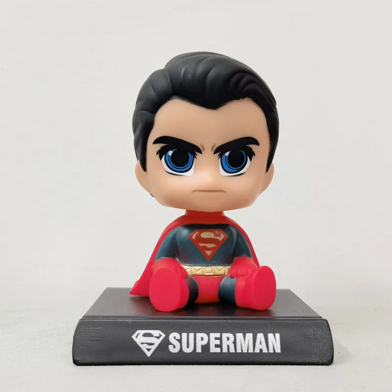Q version of Batman Toy Figures Cartoon Bobble Head Doll Car Ornaments Marvel's The Avengers Capped Captain Spiderman Model Doll