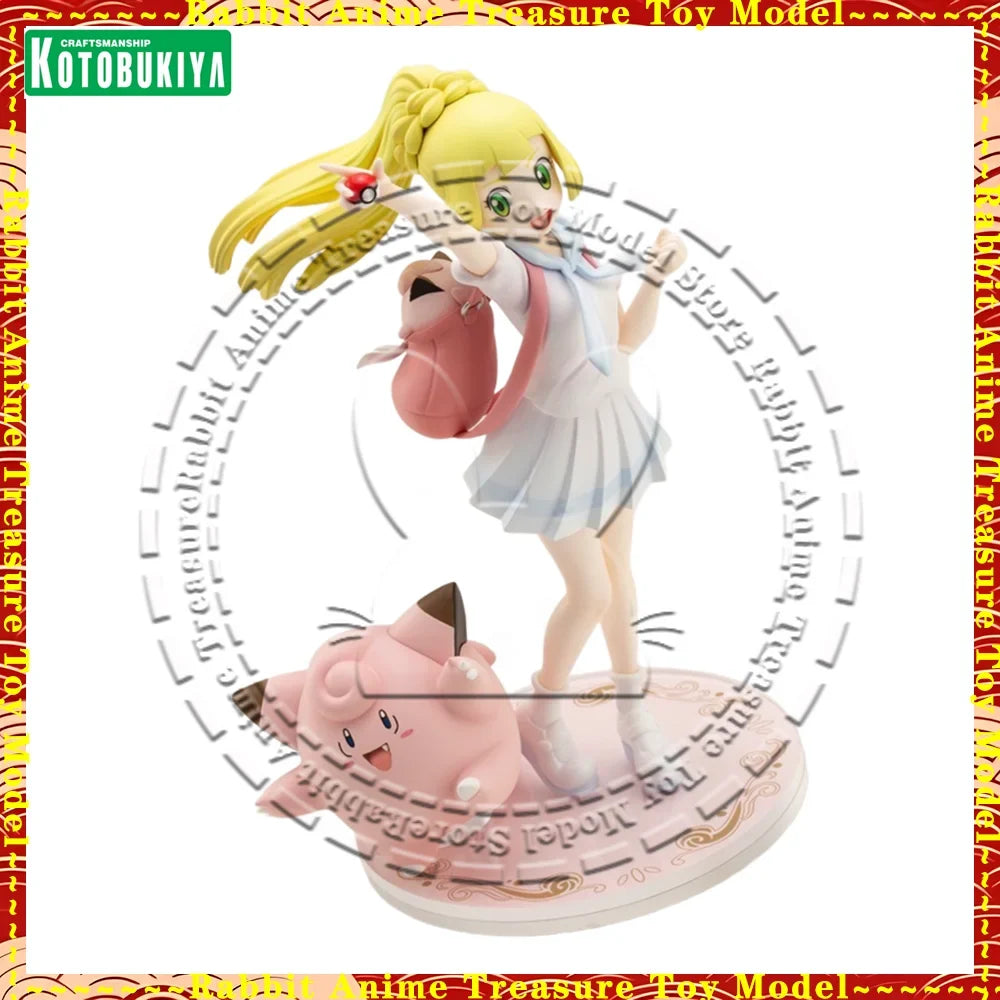 In Stock Original Genuine Kotobukiya Statue Pokemon Sun&Moon Lillie&Pikachu 1/8 Scale Anime Collectible Gift
