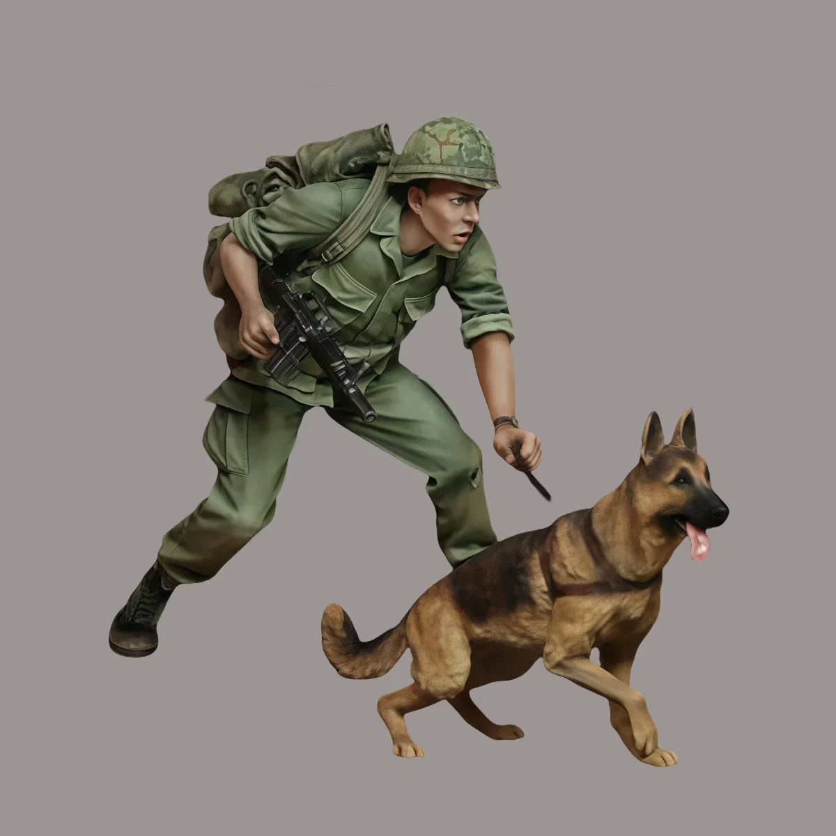 1/35 Resin Unpainted Model Kit, Vietnam War - US Army Infantry (Soldier and Dog) Unassembled and Unpainted GK
