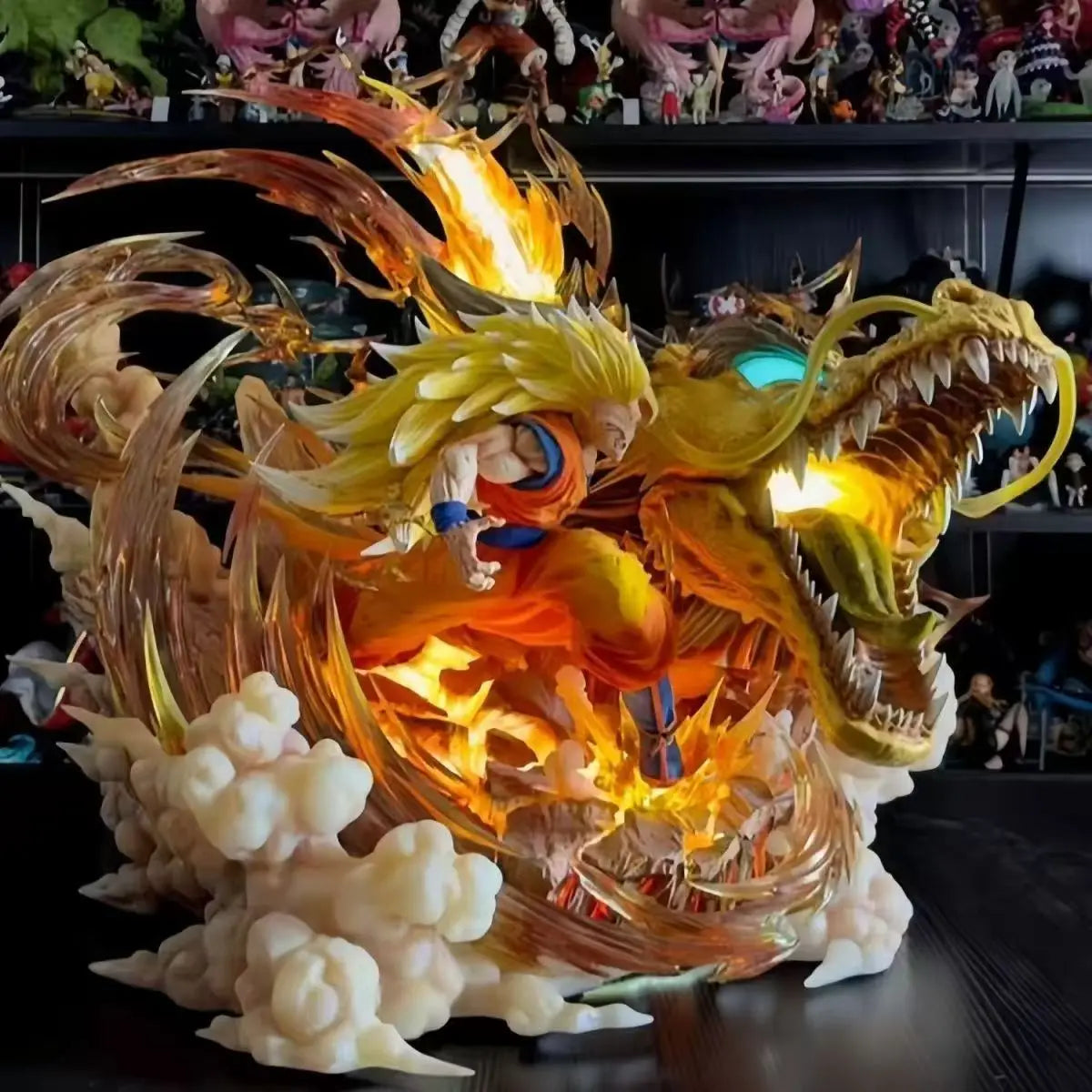 Dragon Fist Explosion Dragon Ball Super Saiyan 3 Son Goku Model Scene Statue Action Figure Collectible Display