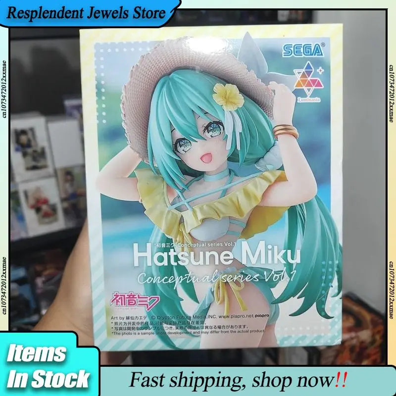 Original Sega Luminasta Hatsune Miku Swimsuit Concept Art Pvc Model Doll Ornament Collection Toy Gift For Friends