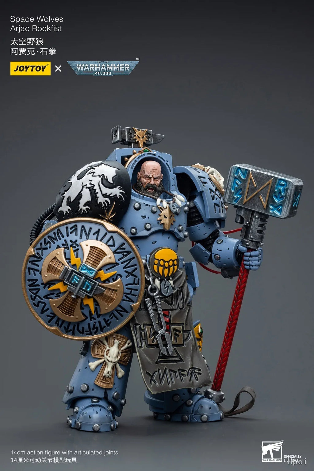 【Original】JOYTOY 1/18 Action Figure Warhammer 40K Space Wolves Arjac Rockfist Toy Model