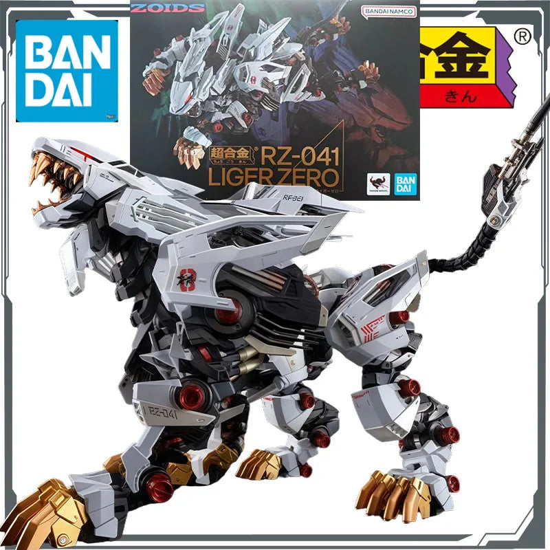 Bandai Original Chogokin Zoids RZ-041 Liger Zero Anime Action Figures Toys for Boys Christmas Gift Collectible Model Ornaments