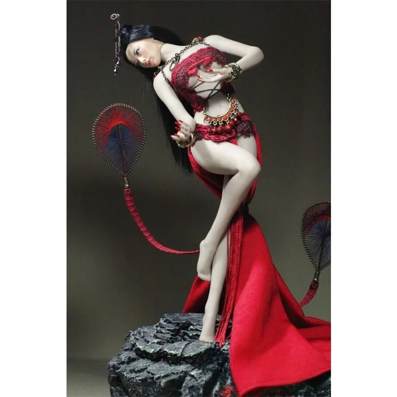 1/6 Scale Toys Red Flame Style Red Jade Chinese Style Corset Tailed Skirt Suit Clothes Model for 12'' PH Action Figures Body