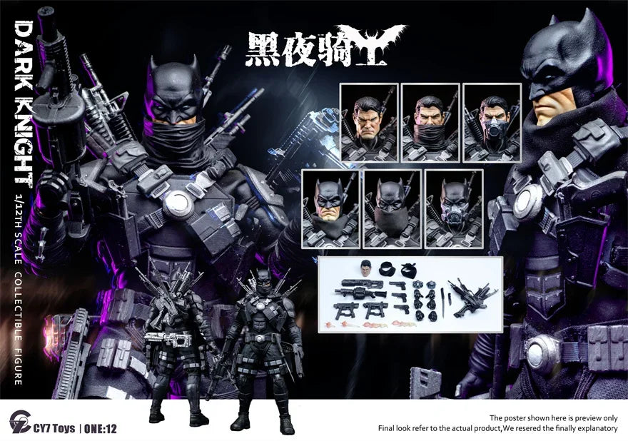 NEW CY7toys 1/12 Scale Collectible Figure Bat Hero Night Knight Full Set 6Inch Men Soldier Action Figure Body Best Fans Toys