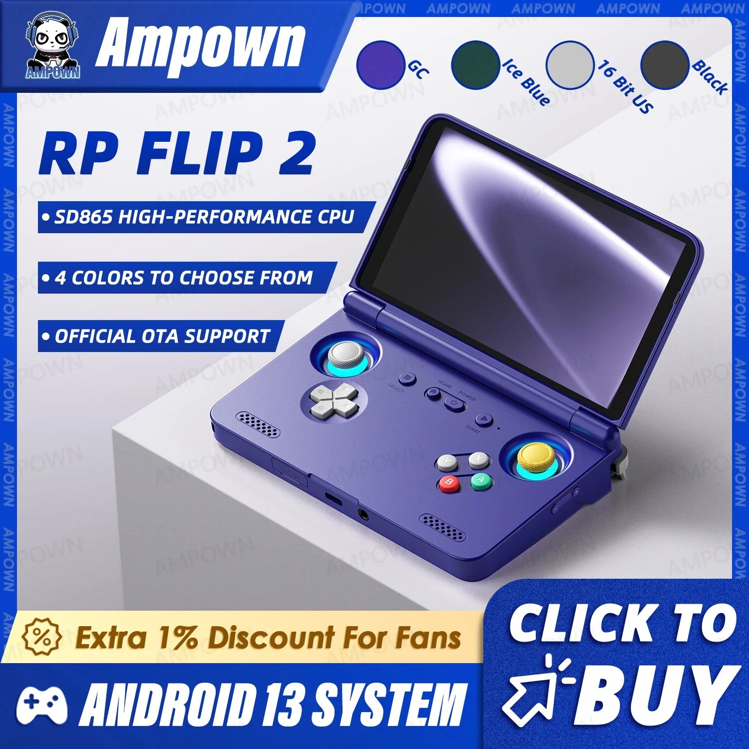 Retroid Pocket Flip2 Handheld Game Console 5.5'' AMOLED Screen DP Output Snapdragon MediaTek Processor Active Cooling Android OS