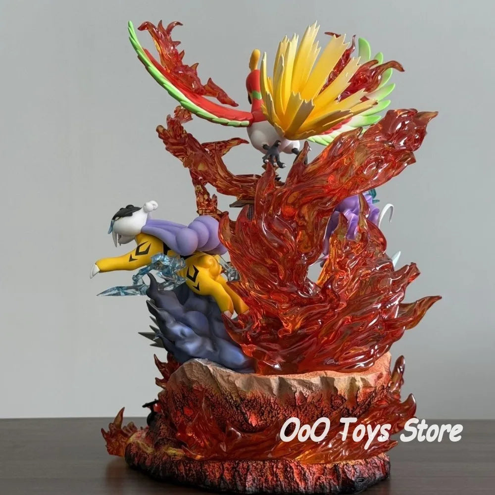 Anime Pokemon Figure Raikou/Suicune/Entei/Ho-Oh Action Figures Pvc Collection Model Toys for Children Gifts 38cm/14.96in