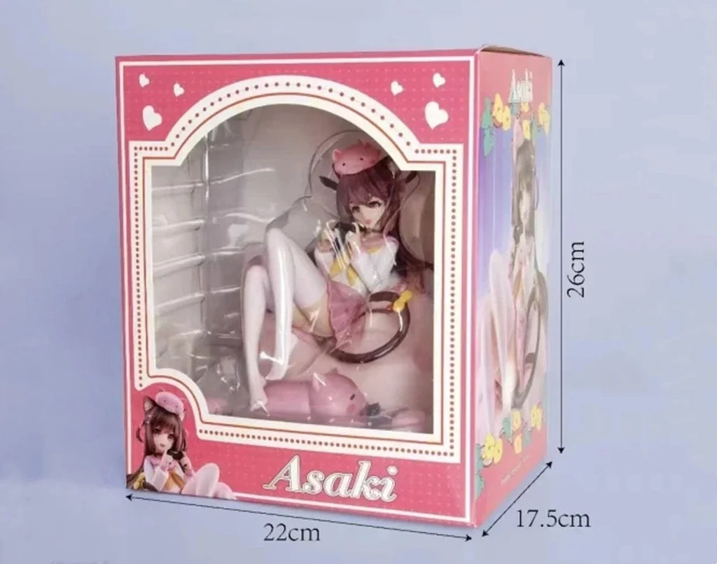 26CM Anime Asaki Figure Virtual Anchor Pig Princess Is the order a rabbit? Sitting Model Toy Gift Collection Action Figure PVC
