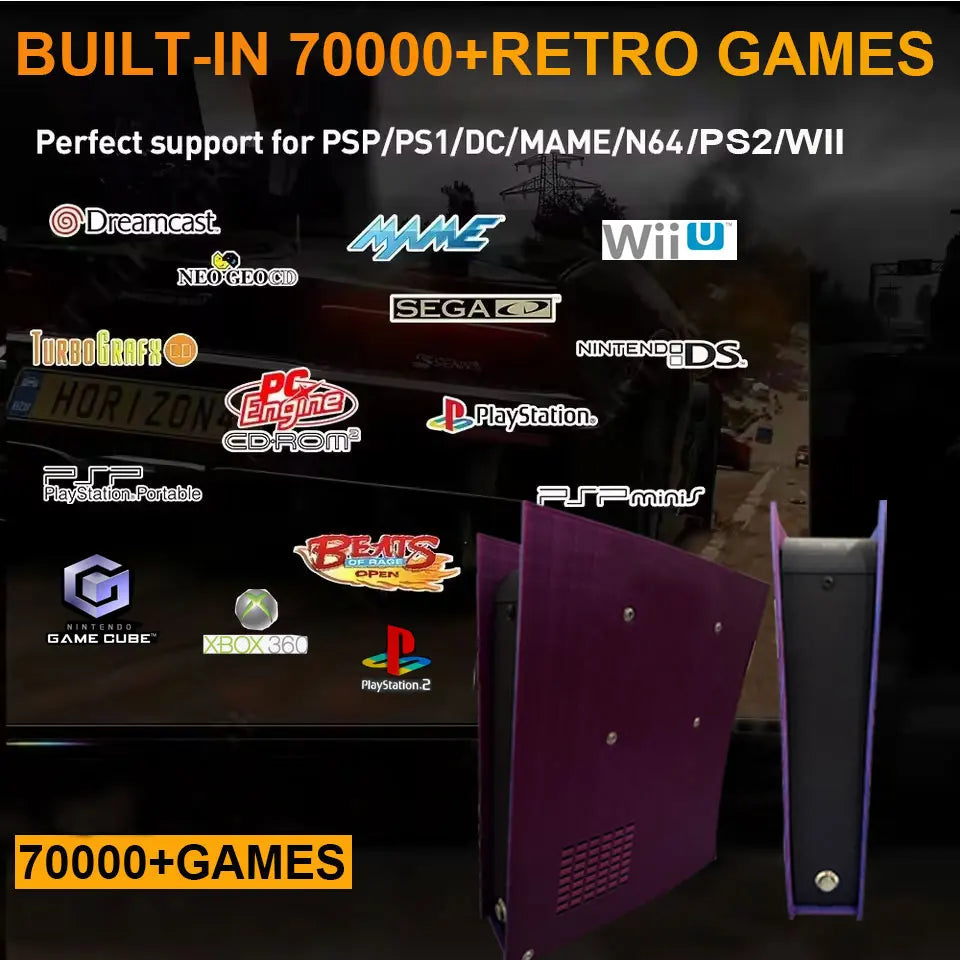G11 retro game console 500G HDD Built-in 70000+game 4K high-definition output 60+emulator FOR XBOX WII Wireless Controller