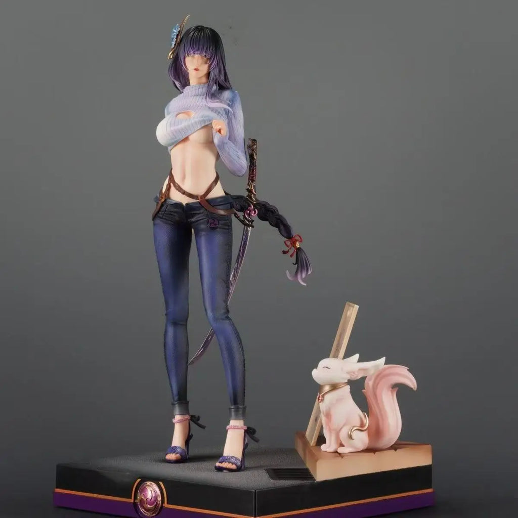 51cm New Genshin Impact Anime Figure Raiden Shogun Peripherals Model Beautiful Girl Statue Desktop Ornaments Birthday Gifts Toys
