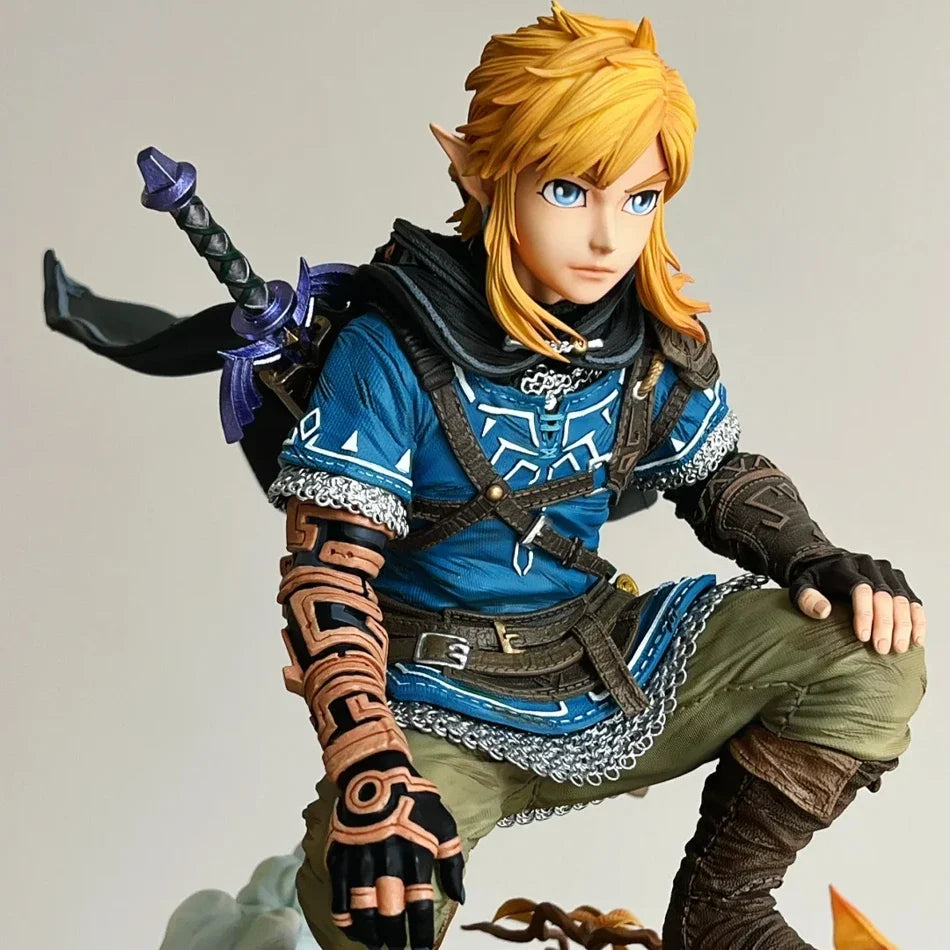 Anime 12CM Legend Of Zelda Link Kingdom Of Tears Squatting Position Figure Statue Game Pvc Handheld Models Toy Ornaments Gifts