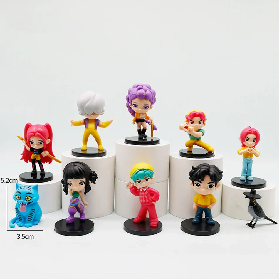 Hot 10pcs/Set Q Version Demon Hunters Action Figure PVC Toy Derpys Rumi Mira Zoey Sussy Figurine Doll For Fans Gift Childen Gift