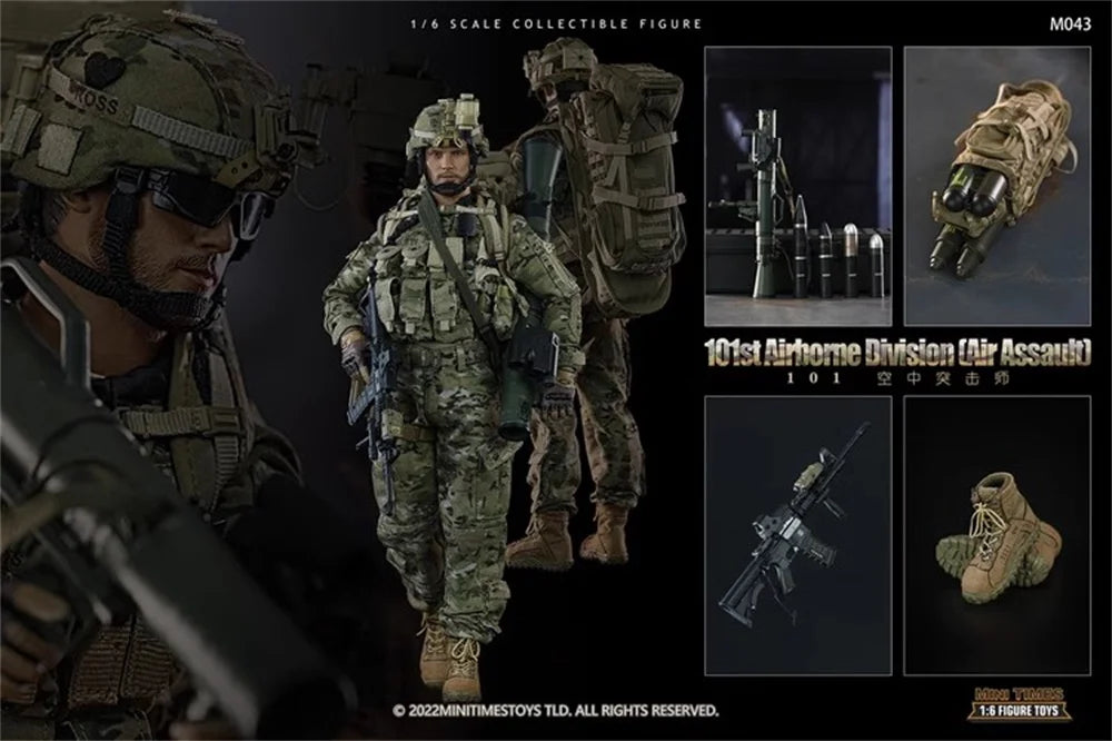 Minitimes M043 Moderner Soldat US. 101. Actionfigur Komplettset Bewegliche Actionfigur Geschenk für Fans Zum Sammeln Auf Lager 1/6