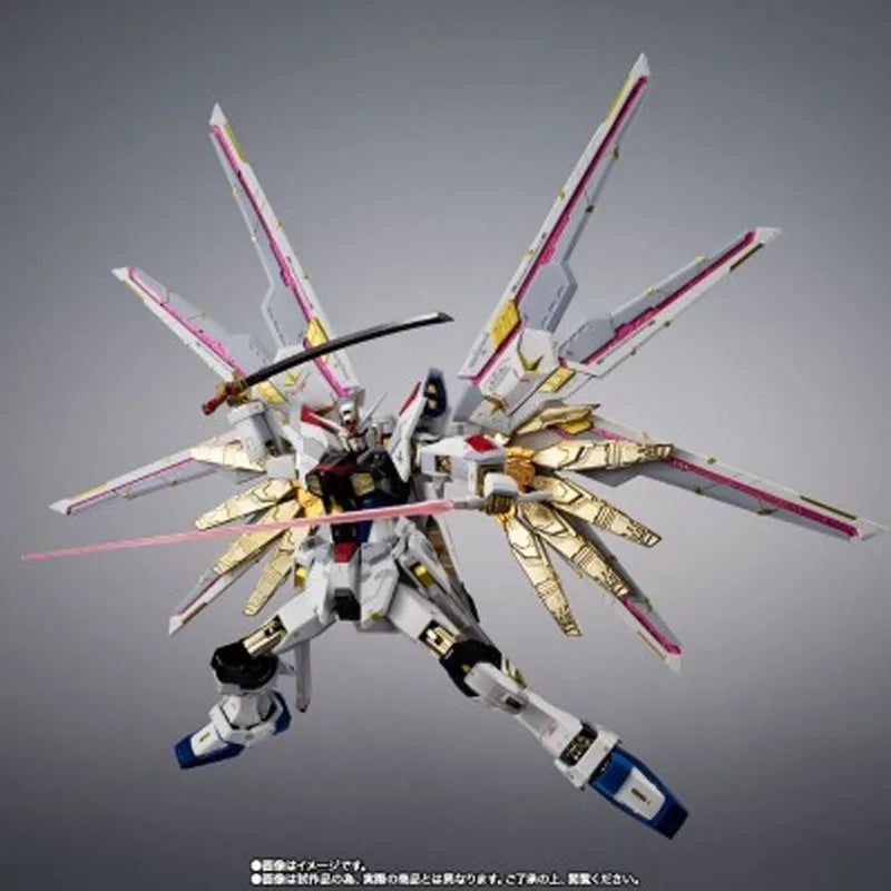 Bandai Original Chogokin Mighty Strike Freedom Gundam 188mm Anime Action Figures Toys for Boys Christmas Gift Collectible Model