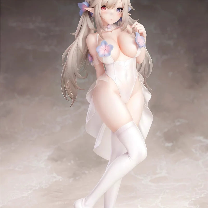 Pure White Elf Anime Girl Figure Detachable Soft PVC Model Desktop Computer Case Car Decor Birthday Gift For Anime Lovers