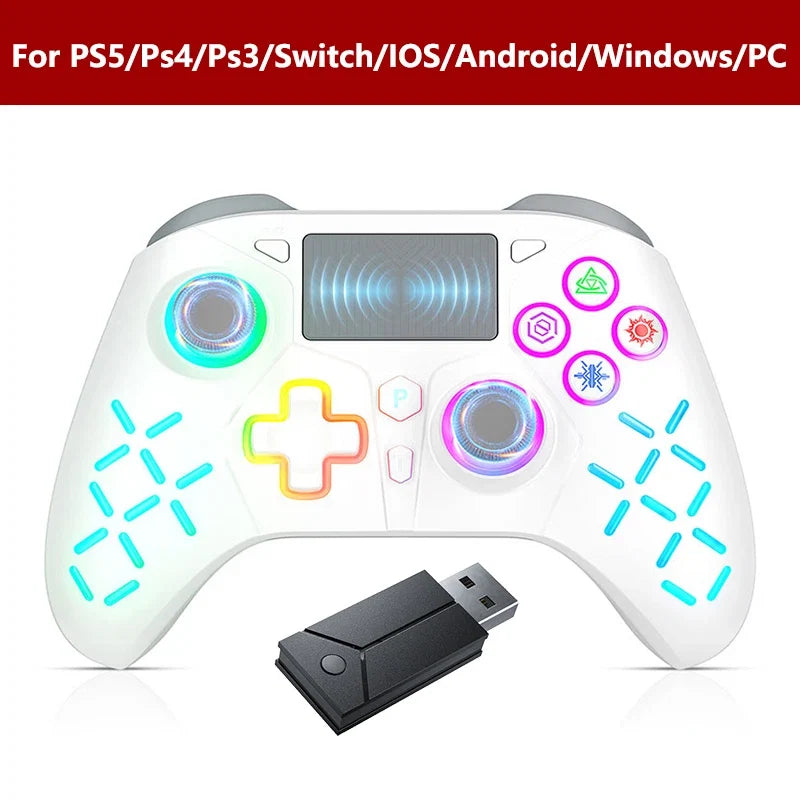 Controller For PS5 Console Steam/PC Wireless Gamepad Game Control Handle Rocker 6-Axis Gyro 3 Level Vibration W/ Turbo Touchpad