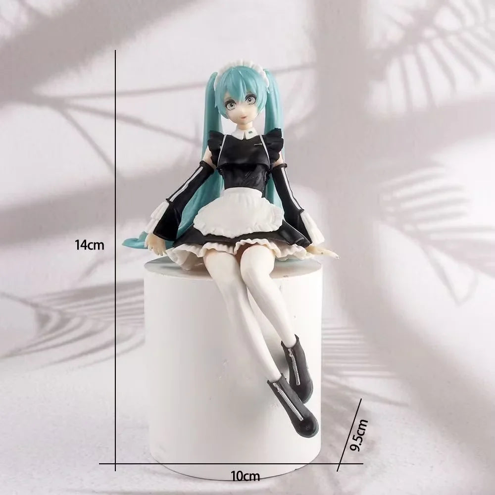 14cm New Anime Hatsune Miku  Virtual Singer Manga Sitting posture Model Toys computer desk cake  decoration cute toys free ship