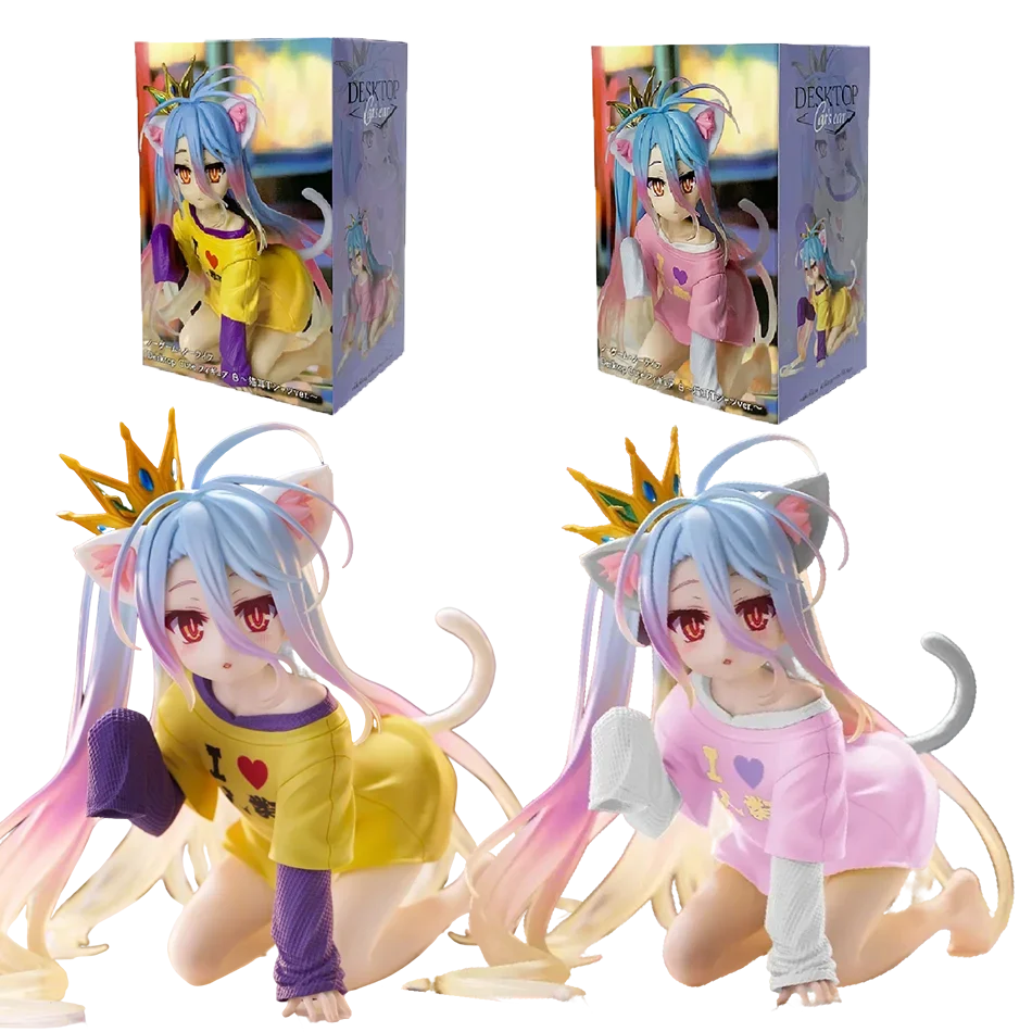 Original Genuine NO GAME NO LIFE 13cm Shiro Action Figure Figurine Collection Model Toy Kawaii Doll Desktop Decoration Gift