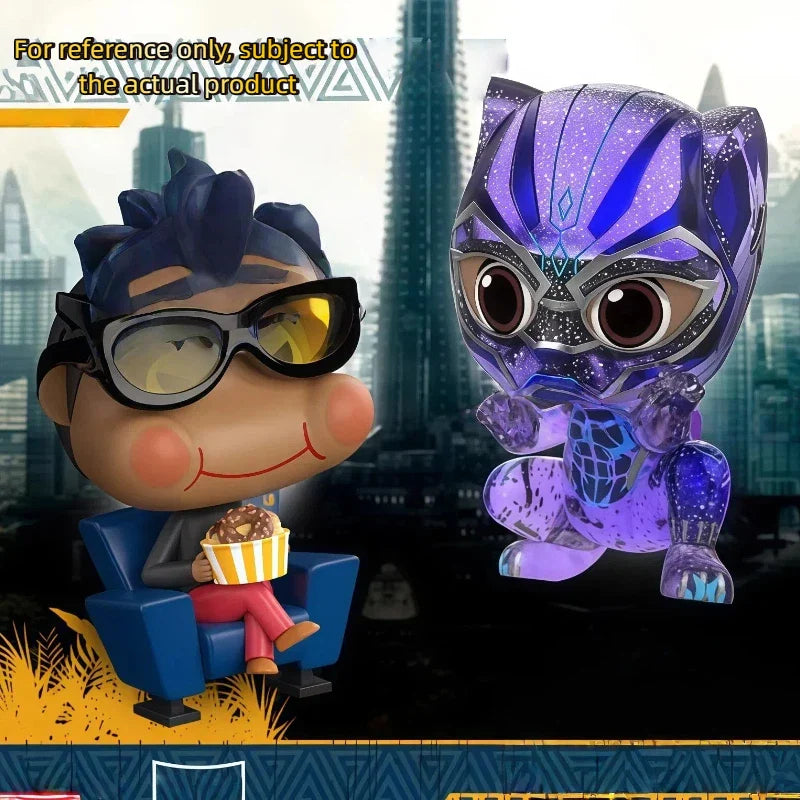 Hot Toys Black Panther 2 Steel Heart Purple Panther Popcorn Movie Kid Movbi Leopard Q Edition Ornament Mini Collection Doll Toy