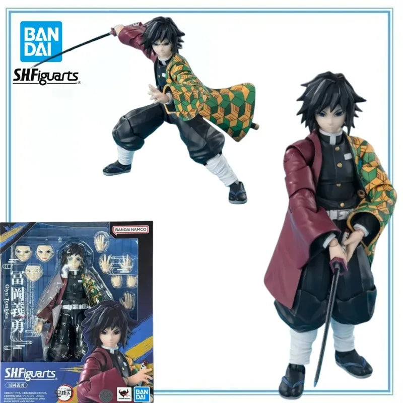 BANDAI Original in Stock Demon Slayer Giyu Tomioka SHF Anime Cartoon Garage Kit Anime Action Figures Model Collectio Toy