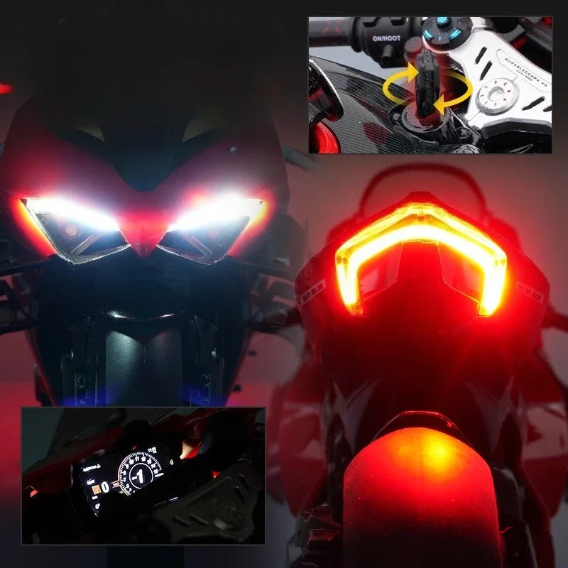 1:6 for Ducati V4 Alloy Motorcycle Model with Spray Function Boyfriend Gift, Home Decoration Collection, Toy Car, Christmas Gift