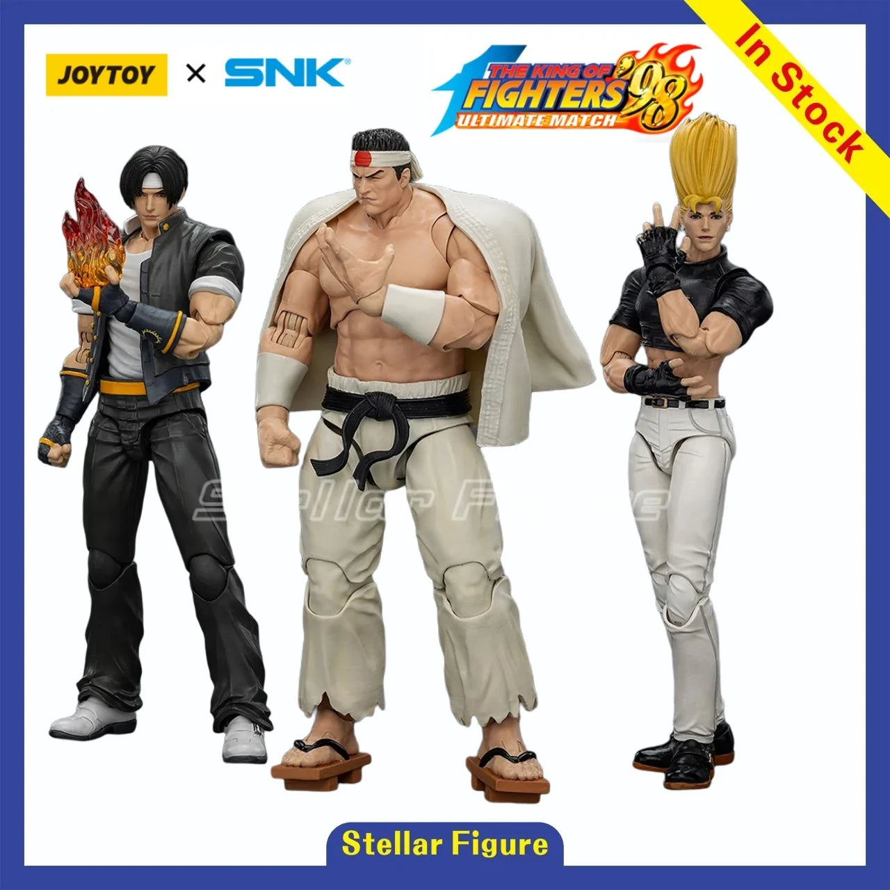 【SF】JOYTOY 1/18 Action Figures KOF 98UM Hero Team Kyo Kusanagi Goro Daimon Benimaru Nikaido 3PCS Model Toys Gifts Collection