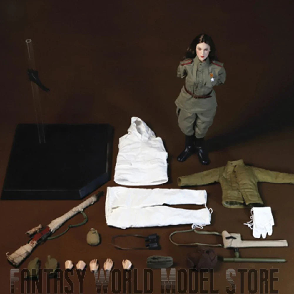 Auf Lager MOETOYS P008 1/6 Maßstab Sowjetische weibliche Offizierin Schneeschützin 12 Zoll Komplettes Set Sammler-Actionfigur Modellpuppen
