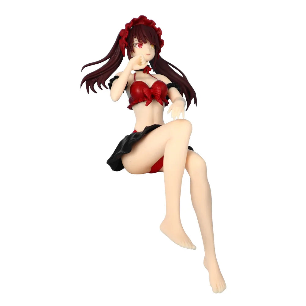 Anime Tokisaki Kurumi Figure Sitting pose Action Figure Swimsuit Style Model Desktop Ornaments Collection Child toy Gifts 16cm