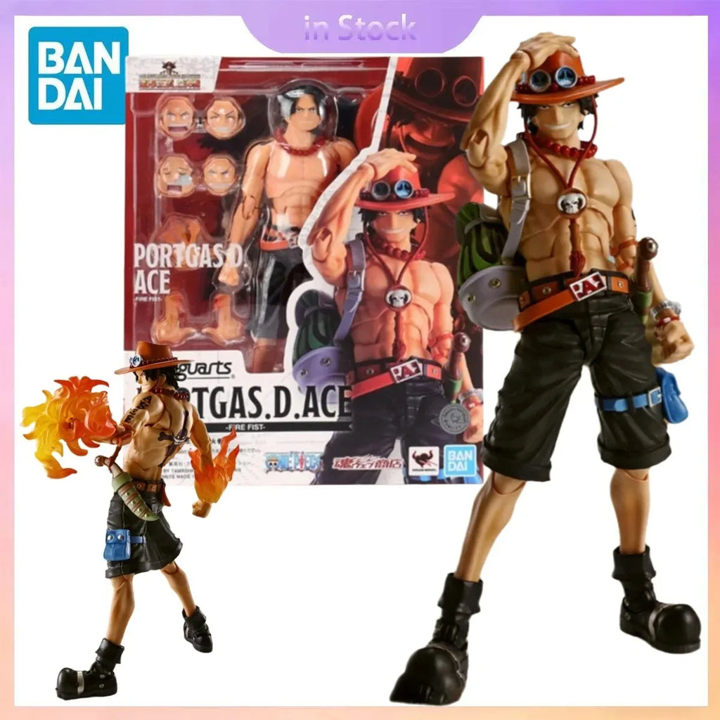 Original Bandai Genuine In Stock SHF Portgas.D.Ace Fire Fist  One Piece Anime Collection Action Figure Model Kits Toys Gifts