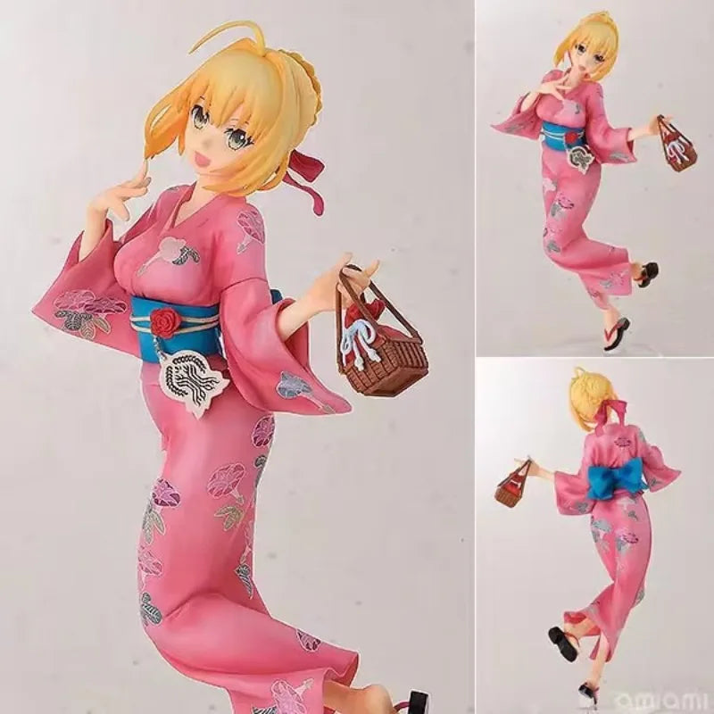 Anime Fate Grand Order Saber and Joan of Arc and Mash Kyrielight kimono version Action Figure Model Toy 20cm