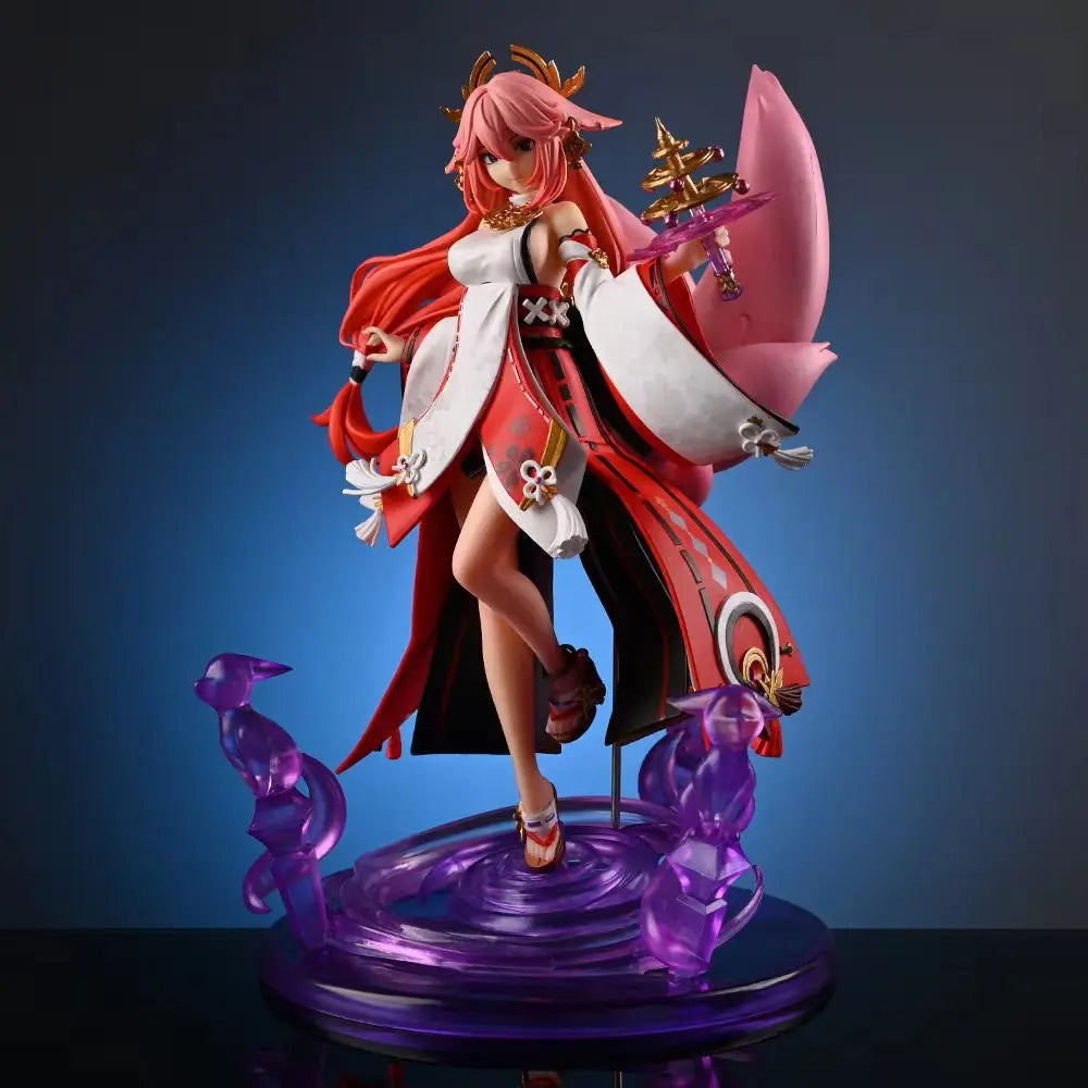 24cm Anime-Figur Genshin Impact Gk Yae Miko Fuchs Pvc Action-Figur Desktop-Ornament Dekoration Modell Statue Spielzeug Für Kinder Geschenk