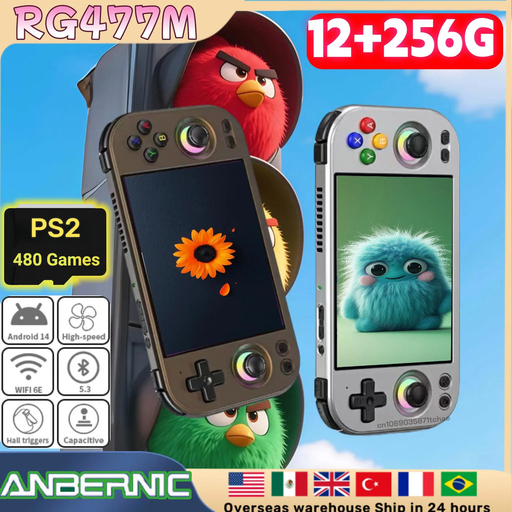 ANBERNIC RG 477M Portable Video Game Console 4.7 Inch LTPS In-Cell Touch Screen Aluminum RG477M Android 14 Al Assistant PS2 PSP