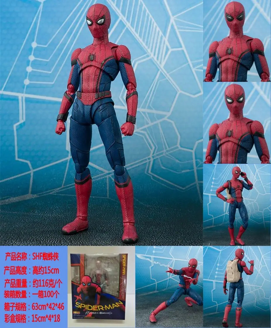 15CM Shf Spider-Man:Homecoming Figures Avengers Movable Model Marvel Peter Parker Action Figure PVC Collection Toys Child Gifts